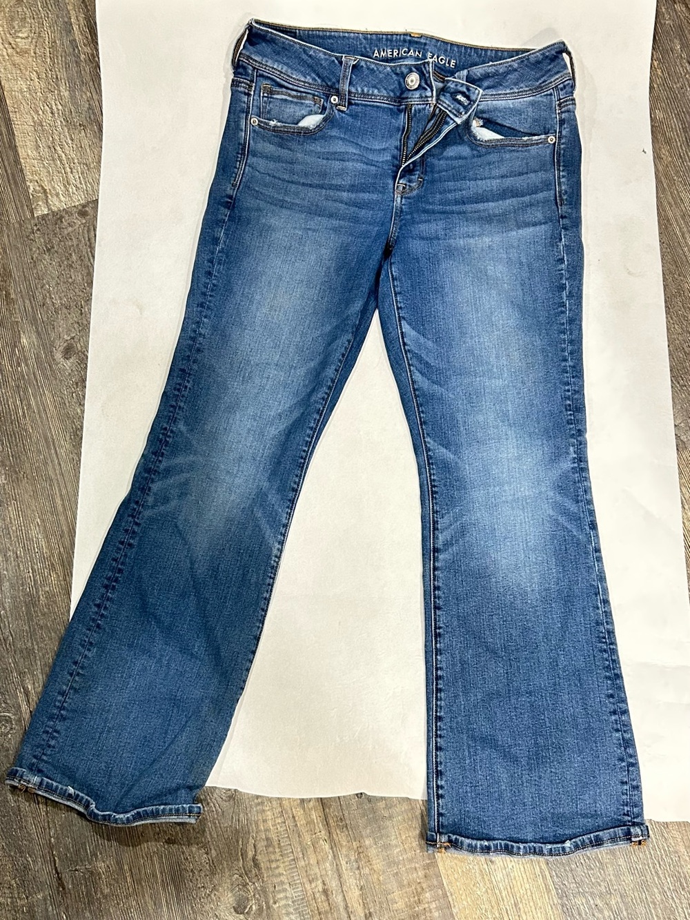 American Eagle Kick Boot Jeans Medium Wash Stretch Size 12 Short